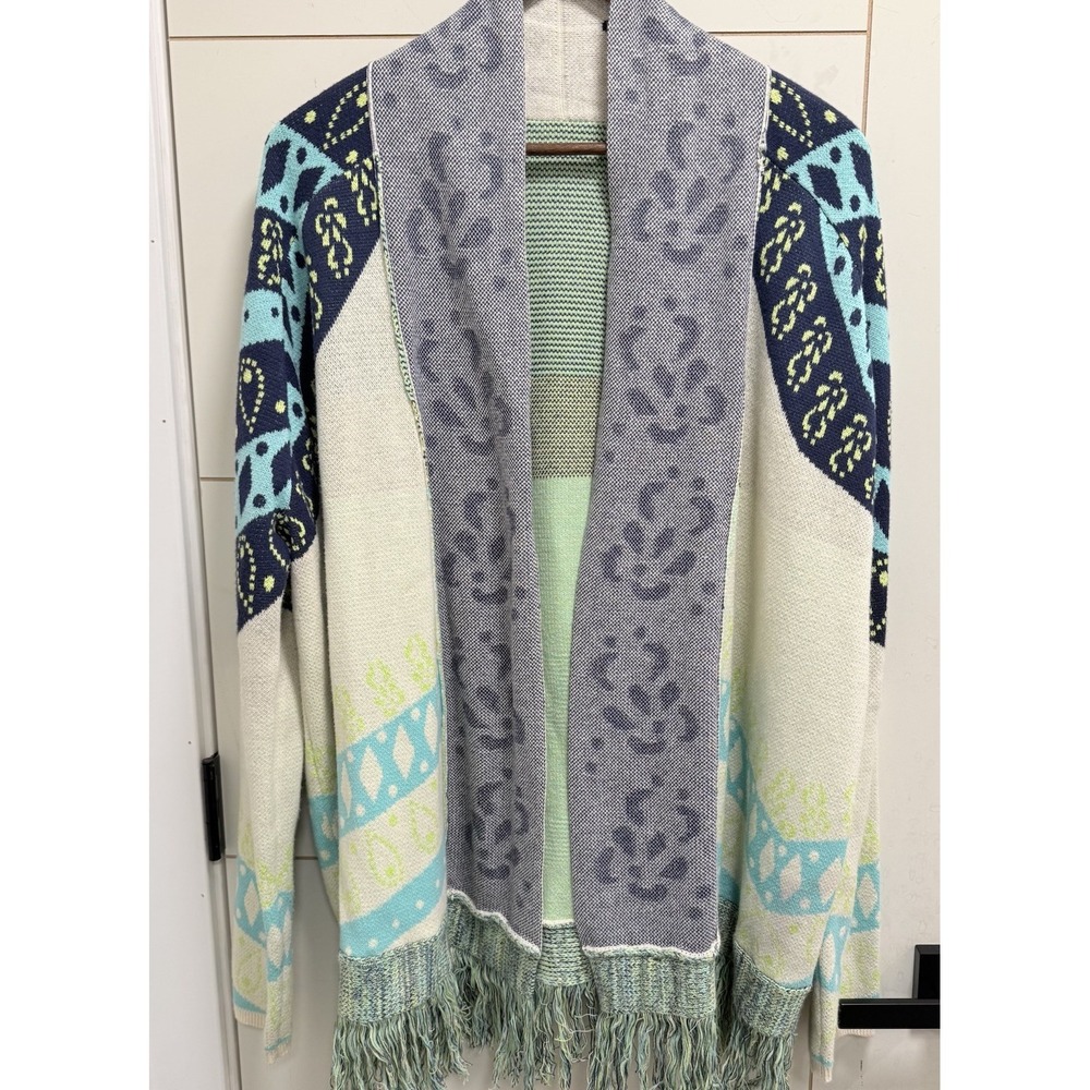 Anthropology Gypsy 05 Global Village Cardigan Fringe Sweater L - Picture 2 of 11